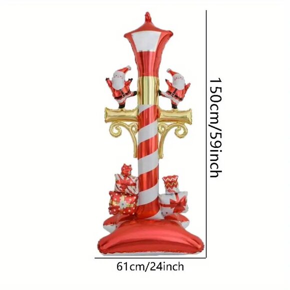 59" Self-Standing Balloon Christmas Festive Decoration with Red & Golden Lamp - Picture 3 of 3